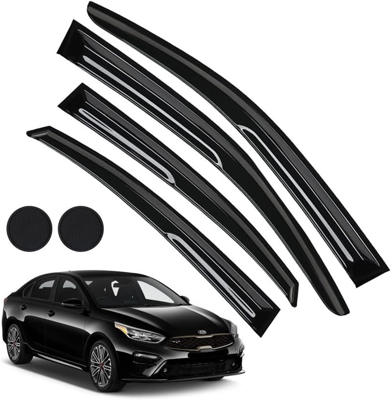 LETINGFAR حراس المطر لكيا فورت 2019-2023، واقيات نوافذ جانبية ملصقة لكيا فورت، واقيات نوافذ لسيارات كيا، لملحقات سيارات كيا 4 حراس مطر و 2 حوامل سيارات - Image 1